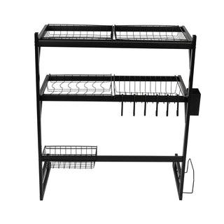 Over-Sink Dish Drying Rack Stainless Steel 2 Tier - Black