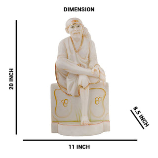 Lord Sai Baba Sitting Asana made of Marble - 11 x 8.5 x 20 inch, 27 kg