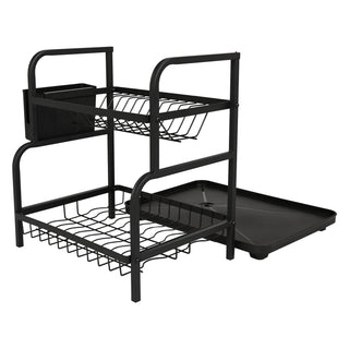 Dish Drainer Drying Rack Carbon Steel 2 Tier – Black
