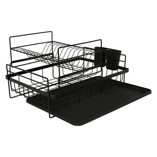 Space Saving Drainer Drying Rack Carbon Steel 2 Tier – Black
