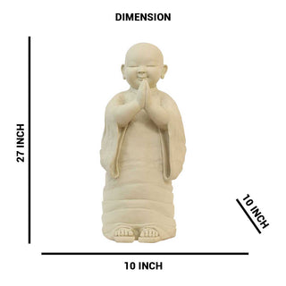 Lord Namaste Monk Made of Marble Dust - 10 x 10 x 27 Inch, 13.7 Kg