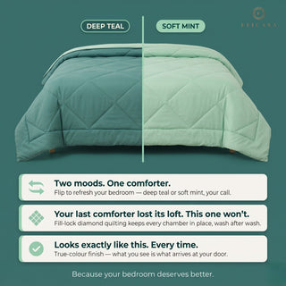 Epicasa Reversible Comforter | 200 GSM Thermal Bonded Fill | 110 GSM Micro Peach Fabric | All Season AC Quilt | Diamond Quilted | Lightweight Duvet Blanket for Home Bedroom |