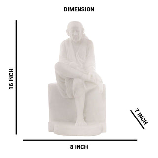Lord Sai Baba Sitting Idol Made of Marble - 8 x 7 x 16 inch, 27 kg