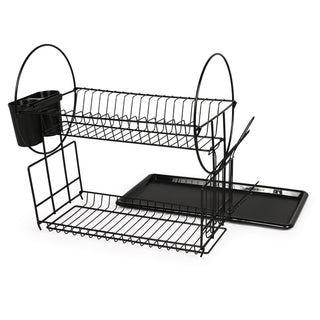 Multipurpose Dish Drying Rack Carbon Steel 2 Tier – Black