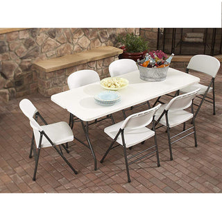 2.4 Metre Portable Folding  ABS Outdoor Picnic Garden Table - White OUTDOOR urbancart.in