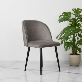 Grace Velvet Dining Chair with Metal Legs- Grey