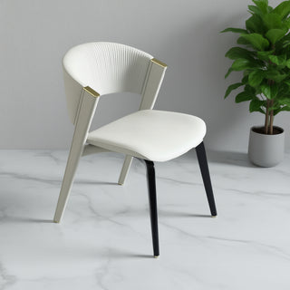 Atara Dining Chair with Black Powder Coated Metal Legs.