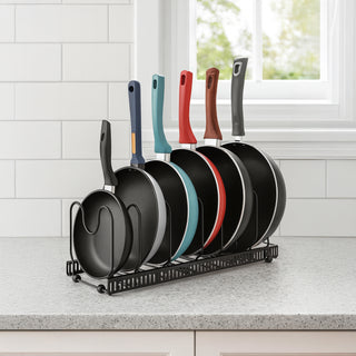Pan Rack Organizer Metal 7 Compartments – Black