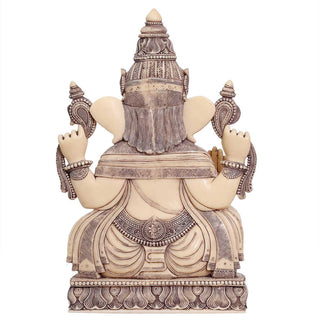Lord Ganesha Idol Ivory finish made of Soft stone - 12 x 6.5 x 19.5 Inch, 15.7 Kg