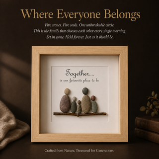 Our Favourite Place — Handcrafted Family of Five Pebble Art Frame