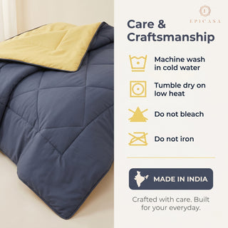 Epicasa Reversible Comforter | 200 GSM Thermal Bonded Fill | 110 GSM Micro Peach Fabric | All Season AC Quilt | Diamond Quilted | Lightweight Duvet Blanket for Home Bedroom |