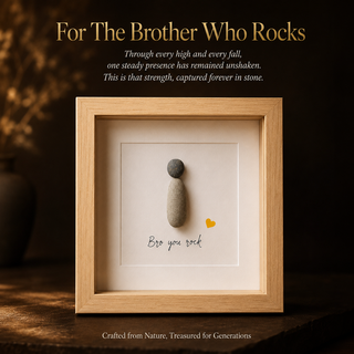 Bro You Rock - Handcrafted Natural Pebble Art Frame