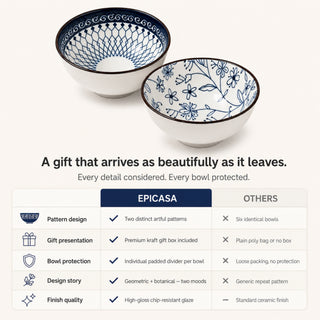 Exotic Flower Ceramic Bowl Set for Kitchen & Dining Microwave Safe