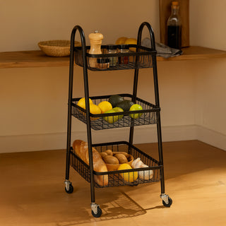 Storage Rack Trolley Metal  3 Tier – Black