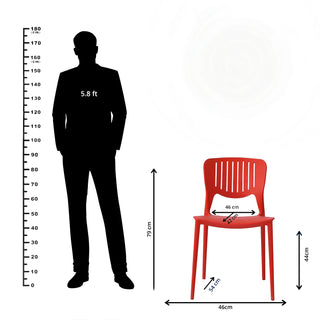 Rio Molded Plastic Shell Armless Hollow Out Chair  - Red