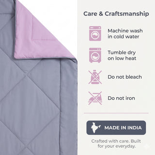 Epicasa Reversible Comforter | 200 GSM Thermal Bonded Fill | 110 GSM Micro Peach Fabric | All Season AC Quilt | Diamond Quilted | Lightweight Duvet Blanket for Home Bedroom |