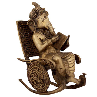 Lord Ganesha reading Idol made of Pure Brass