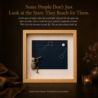 The Night He Reached for the Stars - Handcrafted Pebble Art Frame