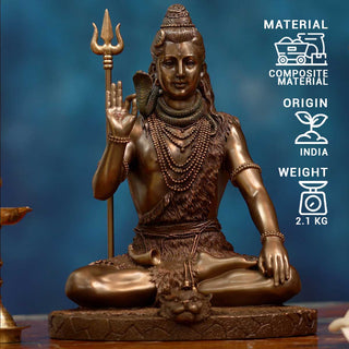 Lord Shiva Sitting idol Statue - 8 x 6.5 x 10 Inch, 2 Kg