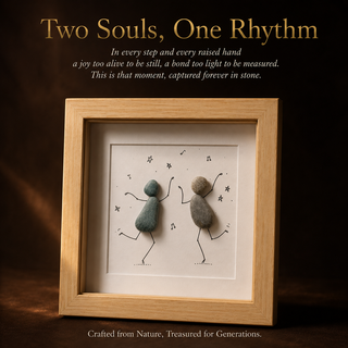Dance of Two Hearts – Handcrafted Natural Pebble Art Frame