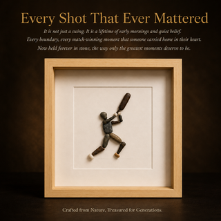 The Perfect Innings — Handcrafted Cricket Pebble Art Frame