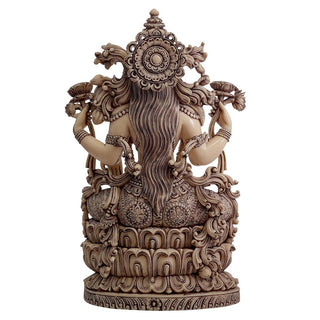 Lord Ivory Laxmi Sitting Made of Soft stone with Ivory finish - 9 x 5.5 x 15.5 Inch, 5 Kg