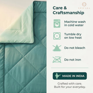 Epicasa Reversible Comforter | 200 GSM Thermal Bonded Fill | 110 GSM Micro Peach Fabric | All Season AC Quilt | Diamond Quilted | Lightweight Duvet Blanket for Home Bedroom |