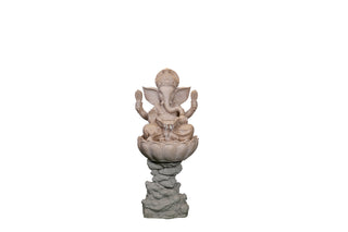 Ganesha on Lotus Small Sandstone Fountain