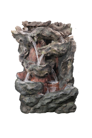 5 Falls Mountain Water Fountain  Multi-Level Rock Cascade Fountain for Garden & Indoor Décor