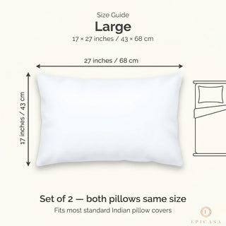 Epicasa Bed Pillows Set of 2 | 100% Virgin Hollow Conjugate Fibre Fill | Soft & Fluffy | 90 GSM Micro Plain Fabric | Machine Washable | Hotel Quality Sleep