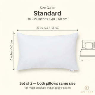 Epicasa Bed Pillows Set of 2 | 100% Virgin Hollow Conjugate Fibre Fill | Soft & Fluffy | 90 GSM Micro Plain Fabric | Machine Washable | Hotel Quality Sleep