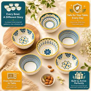 Yellow Blossom Ceramic Bowl Set - Size Guide - Epicasa