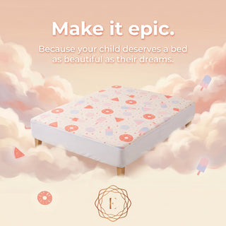 Epicasa Kids Waterproof Mattress Protector | 100% Waterproof | Breathable & Hypoallergenic | Soft Fitted Bed Cover with Deep Elastic Skirt | Exclusive Summer Print