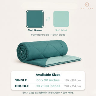 Epicasa Reversible Comforter | 200 GSM Thermal Bonded Fill | 110 GSM Micro Peach Fabric | All Season AC Quilt | Diamond Quilted | Lightweight Duvet Blanket for Home Bedroom |