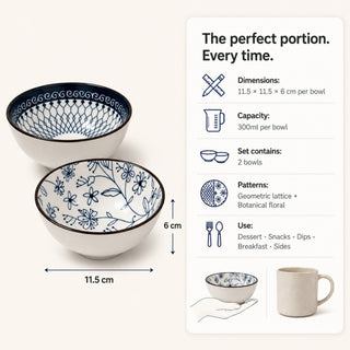 Exotic Flower Ceramic Bowl Set for Kitchen & Dining Microwave Safe
