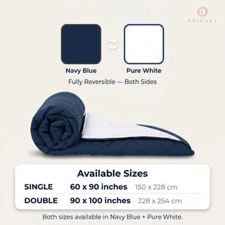 Epicasa Reversible Comforter | 200 GSM Thermal Bonded Fill | 110 GSM Micro Peach Fabric | All Season AC Quilt | Diamond Quilted | Lightweight Duvet Blanket for Home Bedroom |