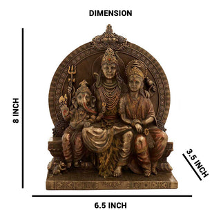 Lord Shiva with Ganesha and Parvati Family Statue - 6.5 x 3.5 x 8 inch, 1.5 kg