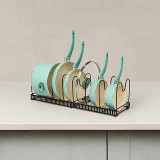 Pan Rack Organizer Metal 7 Compartments – Black