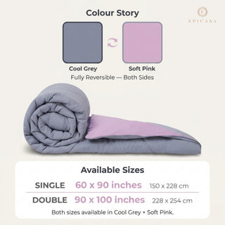 Epicasa Reversible Comforter | 200 GSM Thermal Bonded Fill | 110 GSM Micro Peach Fabric | All Season AC Quilt | Diamond Quilted | Lightweight Duvet Blanket for Home Bedroom |