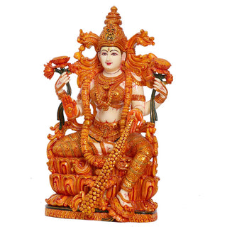 Lord South Indian Laxmi sitting Made of Soft stone - 9 x 5.5 x 15.5 Inch, 5.1 Kg