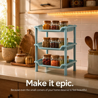 3-Layer Plastic Kitchen Storage Basket Rack
