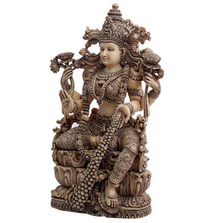 Lord Ivory Laxmi Sitting Made of Soft stone with Ivory finish - 9 x 5.5 x 15.5 Inch, 5 Kg