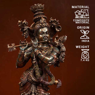 Lord Krishna Big Standing Statue -  7.5 x 5.5 x 30 Inch, 7.5 Kg