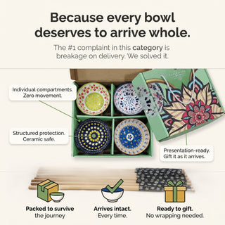 Classic Floral Ceramic Bowl Set - Angle View - Epicasa