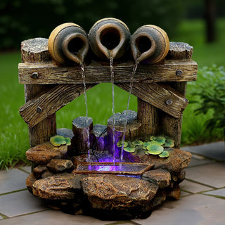 Three Pots Waterfall Fountain with LED