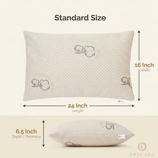 Epicasa Adjustable Organic Cotton Pillow | 250 GSM Shell | Customisable Fill for Perfect Height & Firmness | Breathable & Skin-Soft | Fine Denier Fibre Fill | 100g Free Fibre Included
