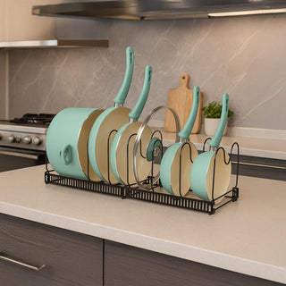 Pan Rack Organizer Metal 7 Compartments – Black