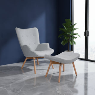 Alexa Armrest Lounge Chair with foot rest for Living Room/ Bedroom - Grey