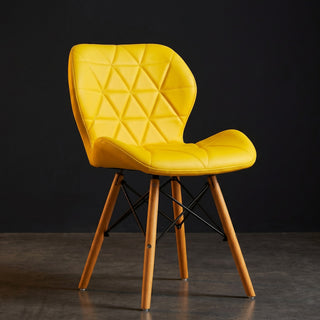 Diamond Leather Dining Chair - Yellow