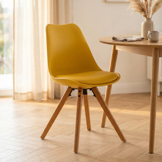 Classic Dining Chair With Cushioned Seat - Yellow